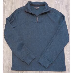 Banana Republic Quarter Zip Shirt Mock Neck Size M Men Long Sleeve Black Green